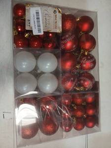 lot 23892 image: Sea Team 86-Pack Shatterproof Red Christmas Ball Ornaments Set, Assorted Multi-Sized Hanging Baubles, Xmas Tree Decorations, Seasonal Decor for Holiday Wreath Garland, Hooks Included-RED