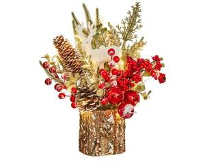 lot 23907 image: Xmas Decor Small Christmas Tree with Lights - Artificial Tabletop Lighted Mini Christmas Tree with Christmas Ornaments Gnomes Indoor for Office Desk Home Decorations - Retail $28