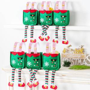 lot 23915 image: MOSHAKALA Christmas mini Gift Bags, Elf shirt Christmas Treat Bags, Set of 6 Gift Bags for Children Holiday Parties Teachers Decorations (ELF) - Retail $13