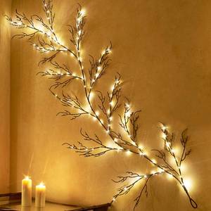 lot 23924 image: BAOLITVINE Lighted Twig Garland Brown 6FT 120 Warm White Lights Christmas Garland Lighted Twig Vine for Christmas Home Decoration Indoor Outdoor - Retail $33