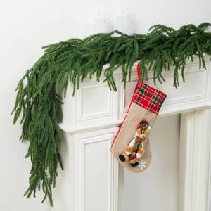 lot 23925 image: Christmas Norfolk Pine Garland, 2PCS 6Ft Real Touch Artificial Pine Greenery Christmas Garlands for Table Fireplace Wall Home Indoor Outdoor Decoration - Retail $46