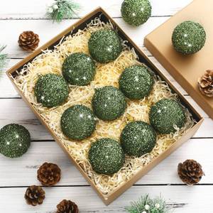 lot 23926 image: VioraWhite 12 Pcs Neutral Christmas Ball Ornaments Vintage Christmas Ornaments Farmhouse Xmas Tree Decor Shatterproof Plastic Hanging Pearl Balls for Xmas Festival Holiday Party Decor (Green) - Retail $24