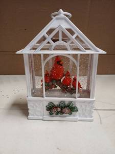 lot 23930 image: Large Christmas Cardinal Snow Globe Light up Lantern with 8 Songs, 9.84 White Christmas Snow Globes for Kids Adults, 6H Timer & Dual Power, Snowglobes Christmas Decorations Indoor Gifts Women Men