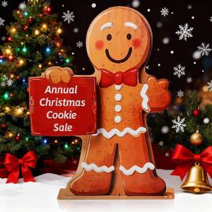 lot 23940 image: DoubleFill 5 Ft Christmas Gingerbread Cardboard Cutout Stand-up Life Size Christmas Candy Land Theme Party Decoration Backdrops Photo Props Gingerbread Man Stand Up for Xmas Holidays Decor Supply