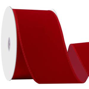 lot 23944 image: Red Velvet Ribbon 2.5 Inch 25 Yards Christmas Wired Ribbon Red Bows for Christmas Tree Wreaths Gift Wrapping Bows Xmas Home Decorations