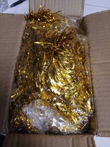 lot 23945 image: 50 Ft Christmas Tinsel Garland Gold Thick Tinsel Garland Xmas Tree Decorations Metallic Tinsel Twist Garland for Christmas, Birthday, Party Decor Indoor Outdoor Party Supplies