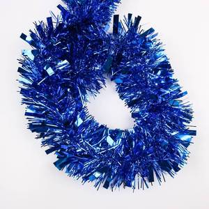 lot 23947 image: LZZYWYDTT 33FT Christmas Tinsel Garland,Blue Shiny Metallic Foil Decorations for Parade Floats, Halloween, Christmas Tree, New Year Parties,Birthday Party,Indoor and Outdoor Disco Party Supplies - Retail $10