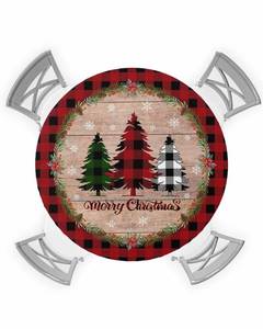 lot 23953 image: EwdeWwo Christmas Elastic Round Tablecloth, Christmas Tree Red Buffalo Plaid Xmas Snowflake Fitted Tablecloths for Round Table Oil-Proof Waterproof Table Cloth (Fit for 55 - 60 Round Tables) - Retail $32