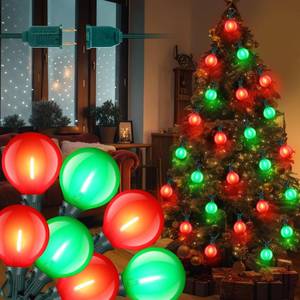 lot 23961 image: ElectricWise G50 Globe Christmas Lights, 29 Ft Globe Christmas Tree Lights with 20 Round LED Bulbs Green Wire Connectable String Light for Yard Patio Porch Pergola Xmas Tree Decor(Red & Green)
