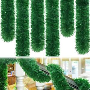 lot 23965 image: 50 Feet Green Tinsel Garland, Artificial Christmas Pine Decorative Garland for Holiday Wedding Decoration - Retail $13