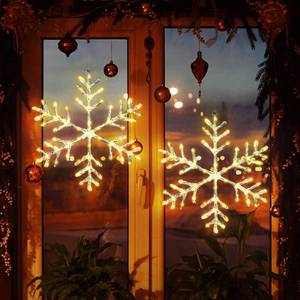 lot 23967 image: 2 Pack Christmas Window Lights Snowflake Decorations, Snowflake Lights with 8 Lighting Modes for Holiday Indoor and Outdoor Wall Door Glass Decoration