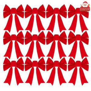 lot 23969 image: Frekkoy Christmas Bows - 12Pcs Christmas Red Velvet Bows 9x13 Packaged in a Box, Perfect for Gift Wrapping, Tree, Wreath, Gifts & Home Christmas Decorations - Retail $26