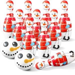 lot 23972 image: Libima 12 Pcs Christmas Bowling Set Santa Claus Snowman Bowling Set 10 Soft Foam Bowling Pins 2 Bowling Balls Set Toy Bowling Set for Game Indoor Outdoor Xmas Party Supplies (White,Snowman) - Retail $27