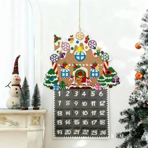 lot 23975 image: Watersay Christmas Gingerbread House Advent Calendar 2ft Felt Ornaments for Kids Countdown to Christmas with 24 Pockets Countdown Calendar Decorations Wall Hanging Gifts for Toddlers Home Door Wall - Retail $10