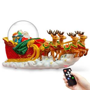 lot 23985 image: Christmas Snow Globes Clearance, Santa Claus Reindeer Sleigh Automatic Snowfall Music Box with Colourful Lights, Xmas Present Gifts for Family, Friends, Plays 48 Classic Christmas Melodies