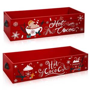 lot 23987 image: Soaoo 2 Pcs Christmas Hot Cocoa Bar Wood Storage Box for Hot Cocoa Decorative Christmas Storage Bins Vintage Open Holder Box Xmas Colorful Organizer Bins for Home Kitchen Office Farmhouse Gift(Pink) - Retail $28
