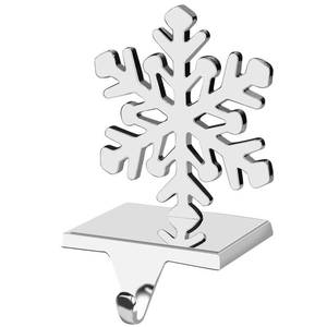 lot 23991 image: Hxezoc Snowflake Christmas Stocking Holders Silver Metal Mantel Stocking Hangers for Christmas Fireplace Mantel Decorations Christmas Holiday Supplies (Small) - Retail $18