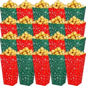 lot 25192 image: LemonRoad 20 Pcs Christmas Plastic Open-top Popcorn Boxes Reusable Popcorn Containers Christmas Style Container Treat Candy Boxes for Xmas Cookie Good - Retail $21