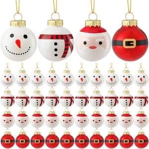 lot 25212 image: Liliful 40 Pcs Christmas Glass Santa and Buckle Ball, 25 mm Red and White Christmas Ball Ornaments Delicate Painting Christmas Tree Pendants Vintage Tree Hanging Ornaments Baubles for Xmas Decoration