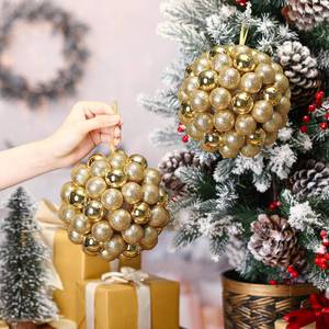 lot 25215 image: Sosation 2 Pcs 6 Inch Oversized Christmas Ball Ornament Large Glitter Combination Glitter Ball Tree Ornament Shatterproof Plastic Giant Christmas for Xmas Trees Window Holiday Hanging Decor(Gold) - Retail $28