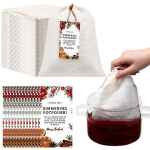 lot 25216 image: Yoojahow 50 Pcs Christmas Simmer Pot Bags with Tags 7.09 x 7.87 Inch Christmas Potpourri Bags Stovetop Simmer Tags Spice Sacks for Cooking Straining DIY Craft Xmas Gift Favors - Retail $20