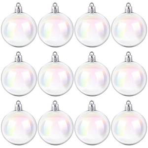lot 25221 image: Jutom 12 Pcs Christmas Iridescent Ornaments Ball Clear Plastic Bubbles Cauldron Halloween Hanging Ornament Balls Bulk Wedding Decorative Rainbow Hanging Craft for DIY Witch Magic Pot (2 Inch) - Retail $9,416