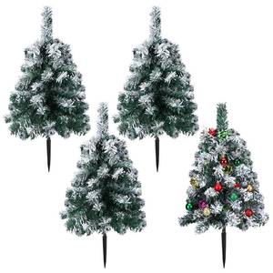 lot 25223 image: Hiboom 4 Pcs Frosted Christmas Trees 24 Small Pathway Flocked Christmas Pine Trees with Stakes Artificial Xmas Trees Porch Decorations for Holiday Season Party Front Door Decor