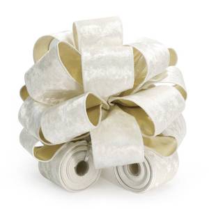 lot 25230 image: CT CRAFT LLC Ivory Velvet Metallic Backing Christmas Tree Topper Bow 11 with 4 Ribbon Streamers x 3 Yards Long Each for Holidy Elegant Fancy Home Decor Indoor