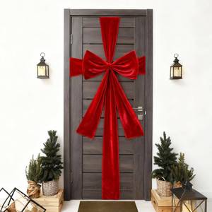 lot 25231 image: Suncalla 23.6 x 31.5 Inch Extra Large Red Velvet Christmas Bow with 30 ft Ribbon for Front Door Christmas Giant Wreath Cover for Tree Fireplace Indoor Outdoor Party Supplies Xmas Party Decorations - Retail $30