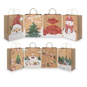 lot 25236 image: CHARMGIFTBOX Christmas Gift Bags, 24-Pack Kraft Paper Gift Bags with Handles, 12 Large 13 & 12 Medium 9 Assortment for Holiday Party Favors, Gift Wrapping, Xmas Decor - Retail $15