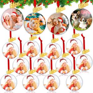 lot 25238 image: Gushu 16 Pcs Photo Ornament Ball Christmas Picture Frame Ornament, Plastic Hanging Christmas DIY Personalized Photo Ornaments and Baubles for Holiday Decor Xmas Tree Ornaments(Oblate 2026) - Retail $16