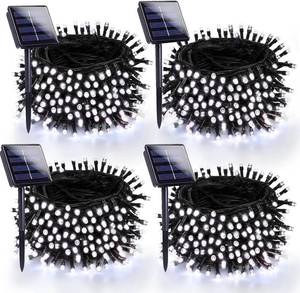 lot 25242 image: 4 Pack 180FT Solar Christmas Lights Outdoor Waterproof, Super Bright 320 LED Solar String Lights with 8 Lighting Modes, Green Wire Solar Twinkle Fairy Lights for Outside Tree Xmas Party(Cool White)