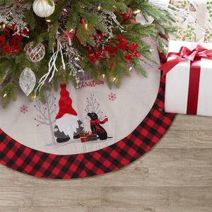 lot 25245 image: PIKRONSH Christmas Tree Skirt, 32 Inch Red Velvet Tree Skirt with Embroidered Snowflakes Sequins White Trim Border, Holiday Party Tree Decoration