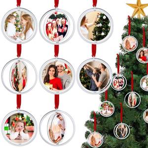 lot 25251 image: 8 Pieces Spinning Christmas Photo Frame Ornament 3.35 Hanging Plastic Picture Ornaments for Christmas Tree Decorative Xmas Tree Pictures Frames Pendant for Party Home Decoration - Retail $18