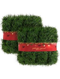 lot 25256 image: 20FT Artificial Christmas Twist Garland - Soft Green Vine Greenery for Wedding Party Home Decor - Indoor Outdoor Festive Hanging Decorations