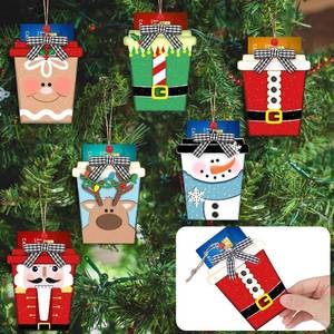 lot 26726 image: Dispowreath 6 Pcs Christmas Card Holder Gift Wooden Nutcracker Snowman Santa Money and Gift Card Sleeves Christmas Cash Holders Xmas Decors for Xmas Tree Ornament Winter Holiday Decor(Sweater) - Retail $10