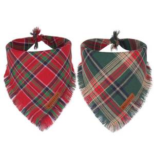lot 26729 image: ADOGGYGO Christmas Dog Bandanas with Tassels Edges, Stylish Plaid Dog Christmas Scarf Bib, Multiple Sizes Offered, Plaid Bandanas for Medium Large Dogs (Large) - Retail $13