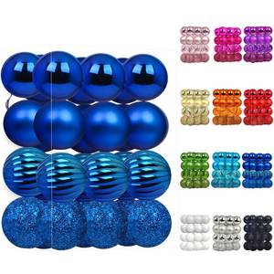 lot 26731 image: Emopeak 24Pcs Christmas Balls Ornaments for Xmas Christmas Tree - 4 Style Shatterproof Christmas Tree Decorations Hanging Ball for Holiday Wedding Party Decoration (Navy Blue, 1.33.2CM) - Retail $7