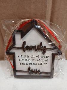 lot 26736 image: Family Love Quote House Shaped Ornament  - Retail $8