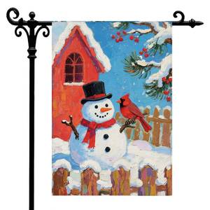 lot 26741 image: Winter Snowman Garden Flag, Winter Snowman and Garden Flag for Outside, Double Sided Yard Decorative Flags, Christmas Gifts, Seasonal Farmhouse Christmas Outdoor Decoration (12x18 Inches)