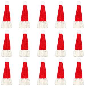 lot 26756 image: DIYASY 24 Pcs Mini Santa Hats Set, Small Knit Hat for Crafts Dolls Knitted Ornaments Xmas Tree Accessory Cup Bottle Cover DIY Craft Art Decorations - Retail $5