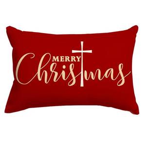 lot 26757 image: RABUSOFA Christmas Pillow Covers 12x20 Inch Red and Gold Cross Christmas Decorations Indoor Christian Decorative Throw Pillow Cases Religious Holiday Xmas Decorations Lumbar Cushion Covers for Couch - Retail $9