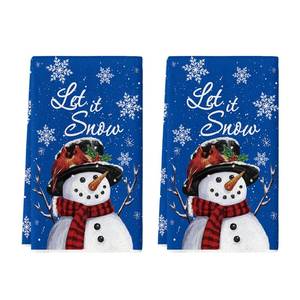 lot 26761 image: Artoid Mode Blue Snowman Let It Snow Winter Kitchen Towels Dish Towels, 18x26 Inch Seasonal Christmas Decoration Hand Towels Set of 2 - Retail $16