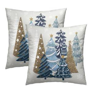 lot 26764 image: Christmas Tree Pillow Covers 20x20 Inch, Set of 2 Xmas Blue Pine Trees Snowflakes Winter Holiday Pillowcases Square Cushion Cover Farmhouse Home Decor for Living Room Sofa Couch - Retail $12