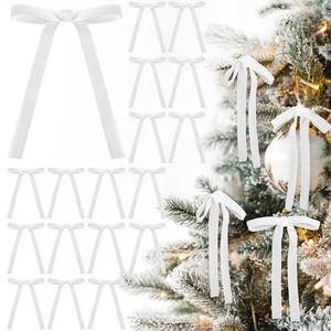 lot 31211 image: Glitinsel 24 Pcs Velvet Bows for Christmas Tree Vintage Ribbon Bows for Crafts Garland Home Coquette Wedding Birthday Decor(5 x 7 Inch,Width of 58,White) - Retail $14