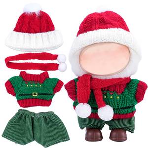 lot 31214 image: SHUOXUKE Christmas 17cm Doll Clothes Set(No Doll),4-Piece Christmas Outfit for 17cm Doll, 6.7 inch Christmas Clothes with Fashion Santa Hat  ScarfSweatersPants Green188 - Retail $6