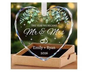 lot 31357 image: Personalized Wedding Gifts for Couples 2026 - Mr and Mrs Gifts - Bridal Shower Gifts, Wedding Ideas for Newlywed, Bride, Future Mr & Mrs - Just Married Ornament 2024 First Christmas Married Ornament
