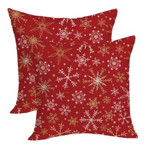 lot 31370 image: OFIRD Christmas Pillow Covers 18x18 Inches Pack of 2,Christmas Decor Red Gold Snowflakes Throw Pillow Covers Christmas Decorative Pillowcase Winter Farmhouse Decoration Cushion Cover for Home Sofa - Retail $14