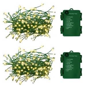 lot 31378 image: 2Pack Outdoor Fairy Lights Battery Operated,10Feet 100LED Green Copper Wire Cluster Lights with 8 Modes and Timer,Twinkle String Lights, Mini Lights for Christmas Tree Wreath Wedding,Warm White - Retail $15