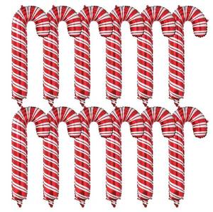 lot 31390 image: Deermon 12 Pack Large Red Christmas Candy Cane Foil Party Decor Balloons, Xmas Santa Canes Walking Stick Candy Balloon For Birthday Xmas Wedding New Year Carnival Festival Holiday Party Decorations - Retail $10
